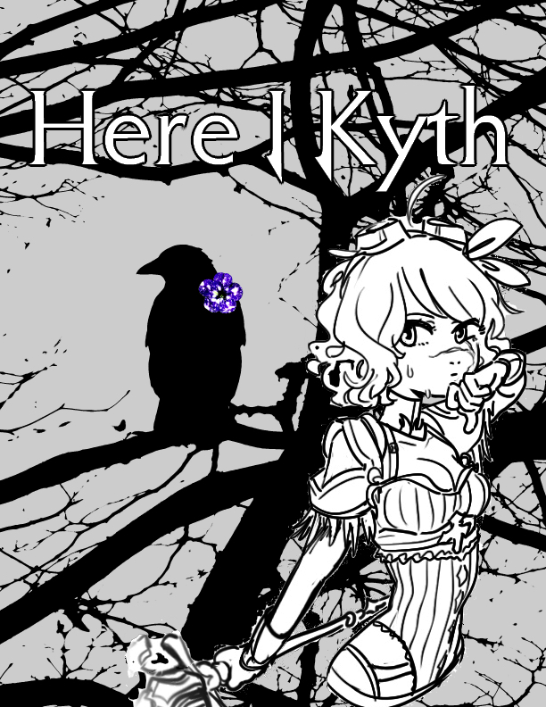 A cover for the short story, "Here I Kyth"